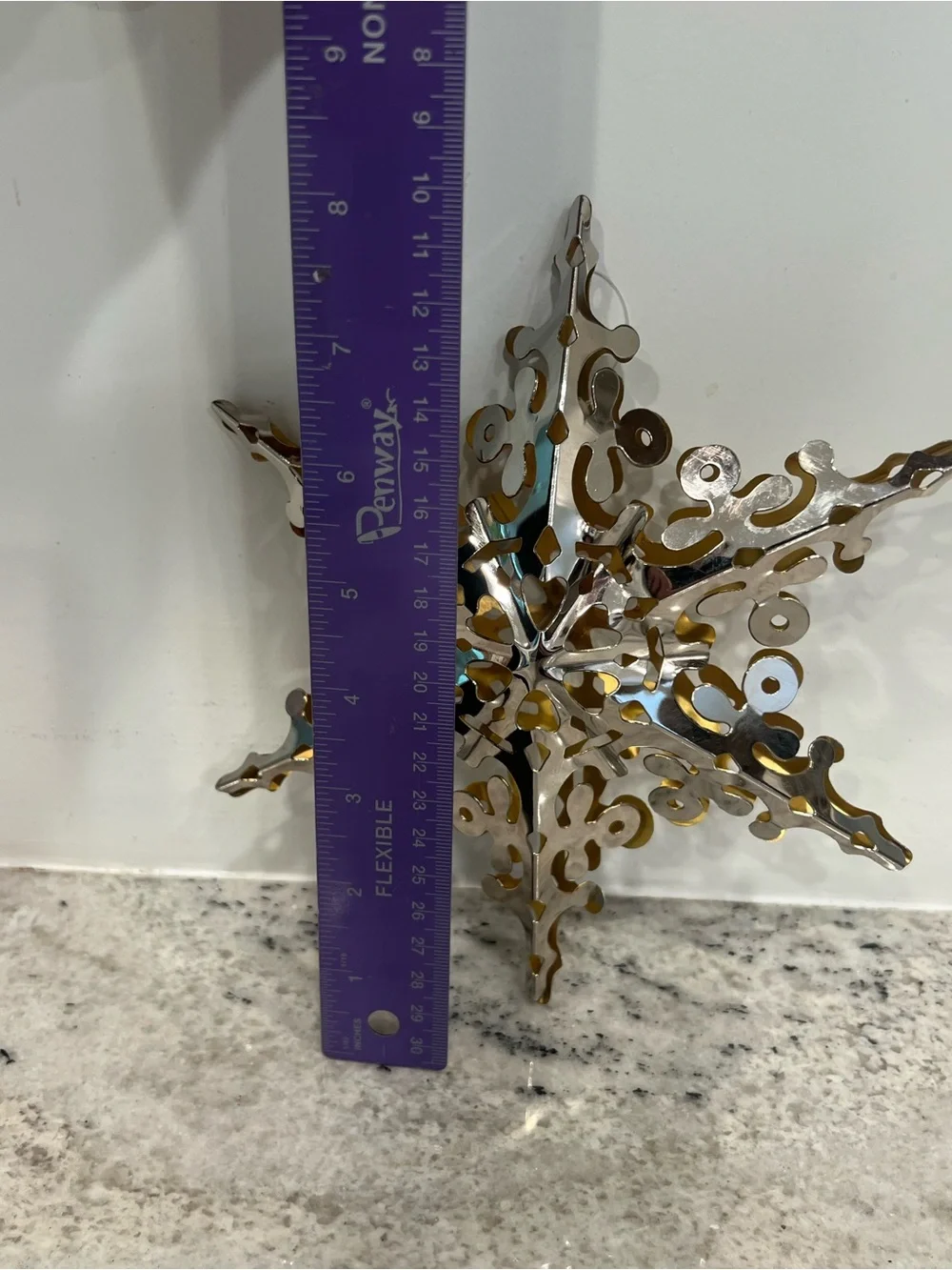 Vintage Handcrafted 3d snowflake Metal Star silver Finish Ornament/tree topper